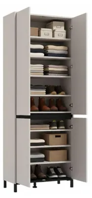 Produktbild von Peligni - Schuhschrank, 80x40x206h cm Beige, 9 Ablagen