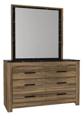 Produktbild von Schlafzimmer Kommode mit Spiegel modernen Stil elegante Möbel braune Holzmöbel