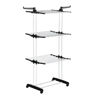 Produktbild von Wäscheständer mit Rollen 4 Ebenen Ausziehbar Standtrockner Wäschetrockner 73 x 45,5 x 177cm Schwarz