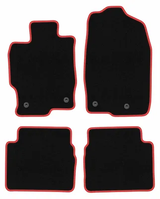 Obrázek produktu pro Velurové autokoberce pro: Mazda 6 II GH 2007-2012 (sedan/kombi/liftback) – sada 4 ks, černo-červené, na míru – Wielganizator CARLUX
