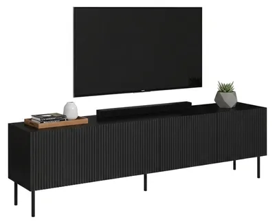 Produktbild von Dmora TV-Schrank Priocca 200x42x52h cm Schwarz, 4 Böden 8 Fächer
