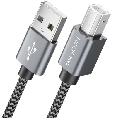 Produktbild von deleyCON 0,5m USB 2.0 Druckerkabel Scannerkabel Kurz USB A auf USB B Stecker für Laser Drucker Scanner Printer MIDI Kopierer Multifunktionsdrucker