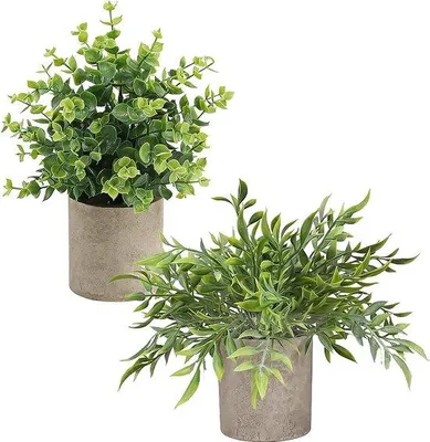 Imagen del producto de Famanu: 2 plantas artificiales en miniatura con macetas, color verde