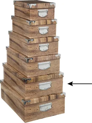Produktbild von 5Five Aufbewahrungsbox/Box - Holzdruck - L44 x B31 x H15 cm - Pappe