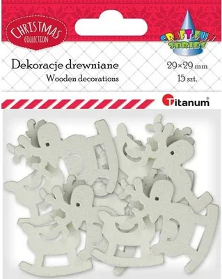 Zdjęcie produktu dla Dekoracje drewniane 15 szt 29x29mm Titanum renifer