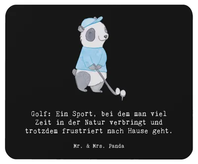 Produktbild von Mr. & Mrs. Panda Mauspad Golf Erlebnis - Schwarz - Geschenk, Sport, Mousepad, Mouse Pad, computer, mousematte, Teamsport, Erfolgserlebnis, Spiel, Sportler, laptop, Freude