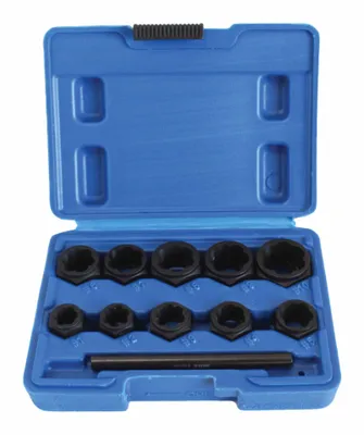 Produktbild von SATRA | Mutternausdreher, Stecknuss 9–19 mm, Ausdreher-Set, 11-teilig, zum Ausdrehen Beschädigter Bolzen Muttern Schrauben, Ausdreh-Werkzeugset