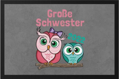 Produktbild von Große Schwester 2022 Fußmatte Süßes Motiv Eulen Nachwuchs Schwangerschaft Geschenkidee Baby-News