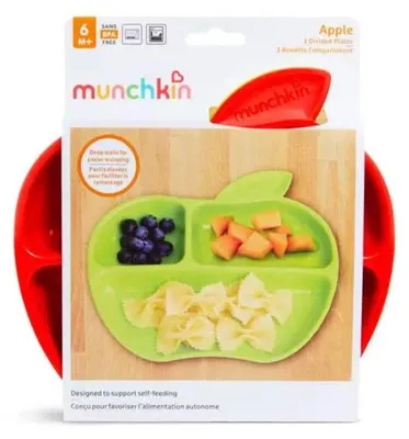 Obrázok produktu pre Munchkin MUNCHKIN lėkštės su skyreliais, Lil Apple, 6mėn+, 3 vnt, 91513P