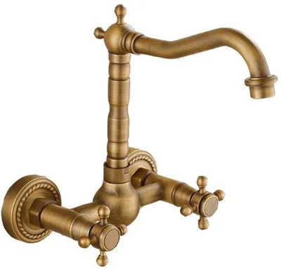 Image de Robinet mural en laiton de haute qualité de la marque Unyqoos®, en cuivre antique, pivotant à 360°, pour cuisine et salle de bain, pour eau froide et chaude, réglable de 13,5 à 17 cm