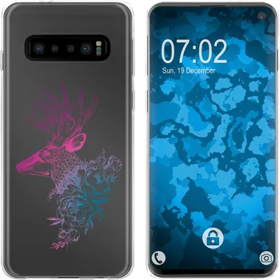Produktbild von PhoneNatic Case kompatibel mit Samsung Galaxy S10 Silikon-Hülle Floral Hirsch M7-6