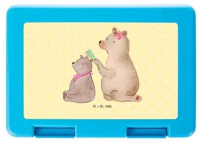 Produktbild von Mr. & Mrs. Panda Lunchbox Bär Kind - Gelb Pastell - Geschenk, Muttertag, Snackbox, Mutter, Bentobox, Bento Box, Butterbrotdose, Bären, Lebensmittel Aufbewahrungsbox, Papa