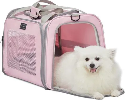 Produktbild von Famanu Transportbox für Katzen und Hunde - faltbare Tragetasche, L, rosa