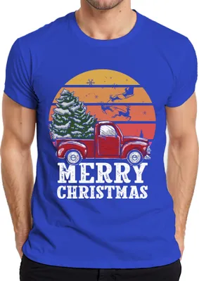 Produktbild von Merry Christmas Truck Weihnachtsbaum - Weihnachten Weihnachtsgeschenk Christmas Herren T-Shirt, Blau, S