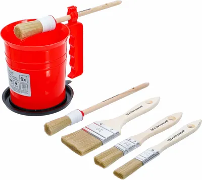 Produktbild von BGS TECHNIC Flach-/Ringpinsel-Set mit Farbbecher, 6-teilig