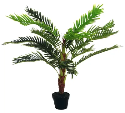 Image de Plante artificielle Cycas, palmier décoratif, arbre artificiel, 123 cm de hauteur, avec pot, pour intérieur, en plastique PE