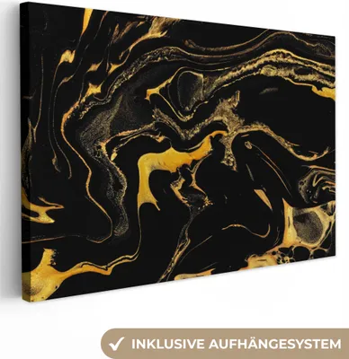 Produktbild von OneMillionCanvasses® - Leinwandbilder - 150x100 cm, Muster - Gold - Schwarz, Wandbilder Kunstdruck Wanddekoration
