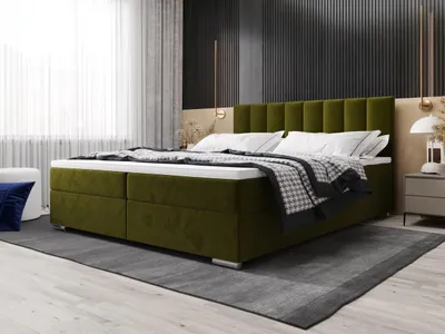 A bedroom scene featuring a large bed.