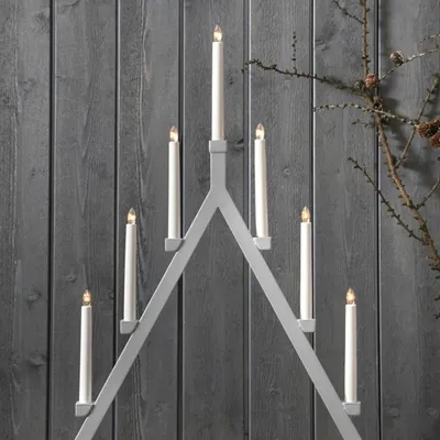 Produktbild von Fensterleuchter 'Oliver' - 7 warmweiße Glühlampen - L: 60cm, H: 75cm - Schalter - silber