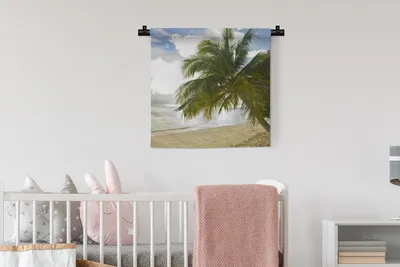 Produktbild von MuchoWow® Wandteppich Wandbehang Palmen an der Küste 60x60 cm Tapisserie Dekoration Wandtuch - Dekorationen - Wand Decke