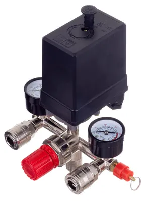 Obrázek produktu pro Tlakový spínač s regulátorem tlaku a 2 manometry 400V 1/2" Technic PL-400