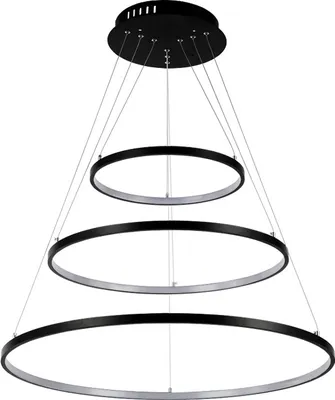 Zdjęcie produktu dla 2130black-3 70x50x30 cm Eurotondisplay Black 2130-3 pierścienie Lampa wisząca LED z pilotem Regulacja barwy i jasności światła