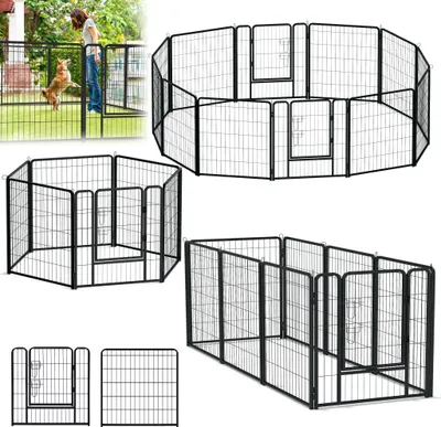 Produktbild von LZQ 8dílný výběh pro štěňata 80x 80 cm, ohrádka pro štěňata s 1 dvířky, skládací výběh pro psy ohrádka pro zvířata pro dům a zahradu