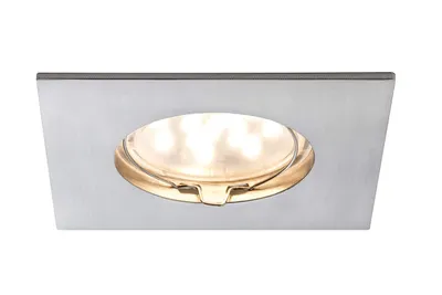 Produktbild von Paulmann Prem Einbauleuchten Set Coin klar eckig starr LED 1x6,8W 2700K 230V 51mm Eisen gebürstet/Alu Zink