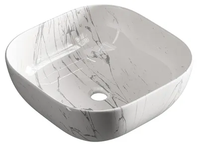 Produktbild von Aufsatzwaschbecken 42 cm marmor weiß
