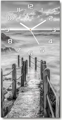 Produktbild von Wanduhr aus Glas – 30x60 cm - Glasbild - Glasuhr - Gehärtetes Glas -Weg am Meer