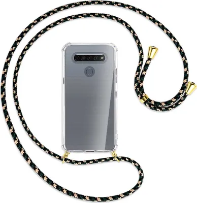 Produktbild von Handykette Backcover-Schutzhülle mit Band (Metall goldfarben) für LG K61 LM-Q630 - camouflage
