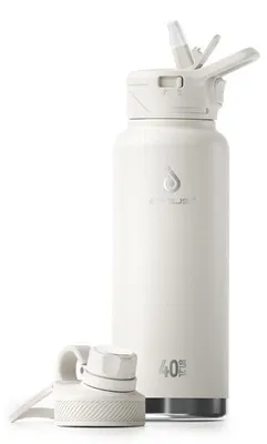 Produktbild von Isolierter Wasserflasche, 40 oz (1140 ml), Edelstahl mit doppeltem Wand, leckfreier Schraubverschluss (Weiß)