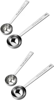 Immagine prodotto di Set di misurini metallici - Cucchiaini per caffè e bevande - 15-30 ml - Utensili da cucina - Confezione da 4 - Acciaio inossidabile