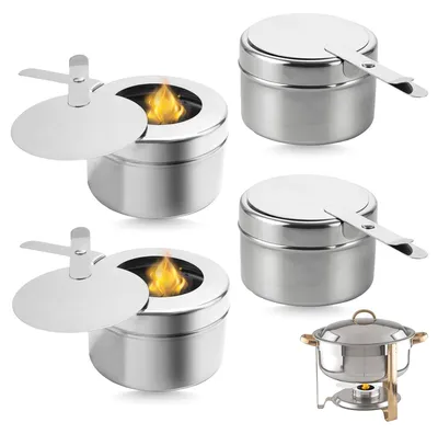 4 Edelstahl-Brennpasta-Behälter für Warmhalter, Fondue & Grill