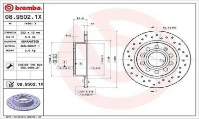 Produktbild von 2x BREMBO Bremsscheibe 08.9502.1X für VW Golf V Schrägheck (1K1) GOLF VI (5K1)