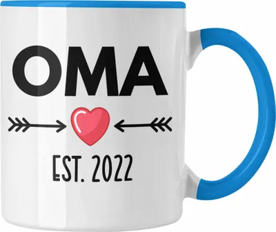 Produktbild von Trendation - Oma 2022 Du Wirst Oma Geschenk Schwangerschaft Verkünden Omi Überraschung Baby Kaffeetasse (Blau)