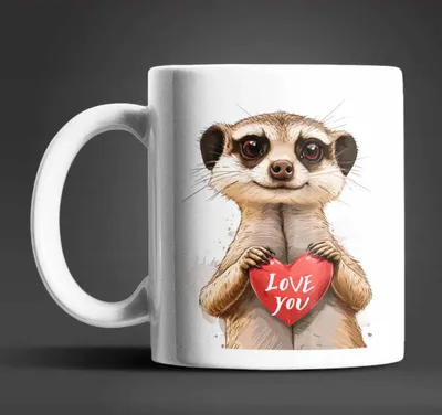 Produktbild von Erdmännchen I Love You Valentinstag Kaffeetasse Teetasse Tasse Geschenkidee – Erdmännchen-02