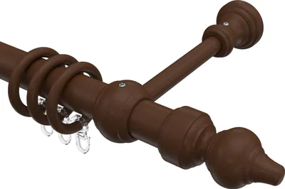 Produktbild von Interdeco Gardinenstange / Vorhangstange Nussbaum lackiert, Typ Classic Rondo (Rillenform), 28 mm Ø 1-läufig, 120 cm