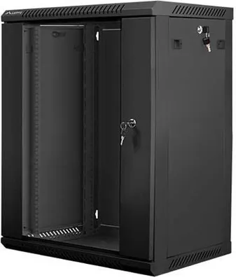 Productafbeelding van Lanberg WF01-6415-10B Lanberg Rack Wandschrank 19" 15U/600X450 Glastür schwarz