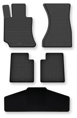 Productafbeelding van Rubberen automatten + tunnelmat voor Maserati Quattroporte VI vanaf 2015 (sedan) – 5-delig, zwart, op maat – Wielganizator Semi-Universal