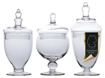 Immagine prodotto di Set di 3 barattoli per caramelle in stile vittoriano - 25 x 11,5 / 22,5 x 10,1 / 21 x 12 cm - Barattolo per caramelle vintage con coperchio Contenitore in vetro Deco