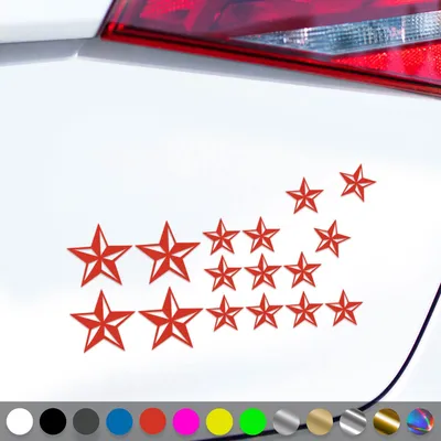 Produktbild von PantherPixel Sterne Set Aufkleber Nautischer Kompass Seefahrt Sticker Auto Geschenkidee Farbe Rot