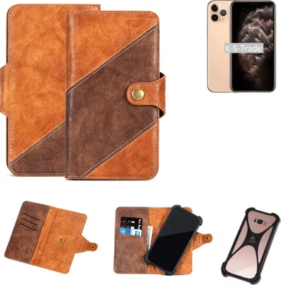 Produktbild von K-S-Trade Handyhülle Schutzhülle Bookstyle Case Wallet-Case kompatibel mit Apple iPhone 11 Pro Cover Klapphülle Kantenschutz Smartphone dunkelbraun