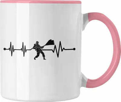 Produktbild von Trendation - Feuerwehr Herzschlag Geschenk Tasse Feuerwehrmann Geschenkidee Lustig Männer (Rosa)