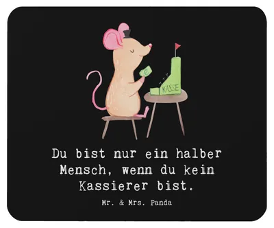 Produktbild von Mr. & Mrs. Panda Mousepad Kassierer Herz - Schwarz - Geschenk, Witzig, computermatte, Mouse Pad, Mauspad, pc, Kassenwart, Lustig, laptop, Spruch