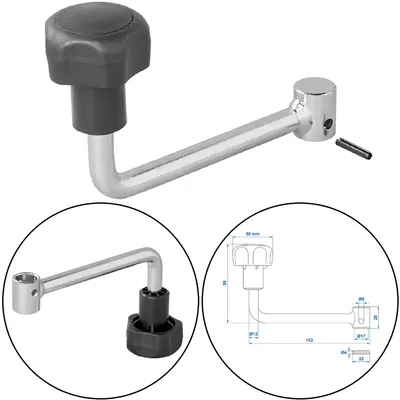 Produktbild von AS 1 x Hebel für Anhänger Stützrad - Durchmesser 60 mm, 17 mm Achsdurchmesser, 239 Gramm, aus Stahl - Kurbel Bugrad AS