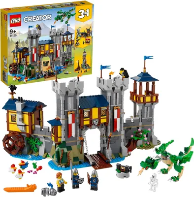 Produktbild von LEGO Creator Mittelalterliche Burg Konstruktionsspielzeug mit Drachen Figur, Schloss-Spielzeug 31120