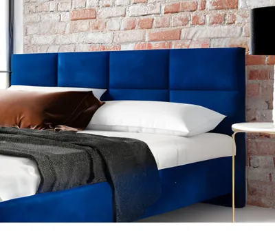 Produktbild von Sofello Polsterbett aus Velour 180 x 200 cm Schwarze Metallfüße Bett aus Samt - Doppelbett mit schöner Steppung und besonderem Design