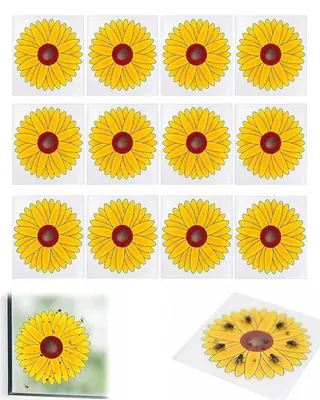 Fenster-Fliegenfallen, 12 Stück, geruchlose Klebefolie, Sonnenblumendesign