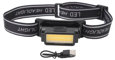Obrázok produktu pre LED COB čelovka, baterka na kempovanie, turistiku, čelovka, dobíjateľná, ľahká, vodotesná, s pohodlným čelenkom